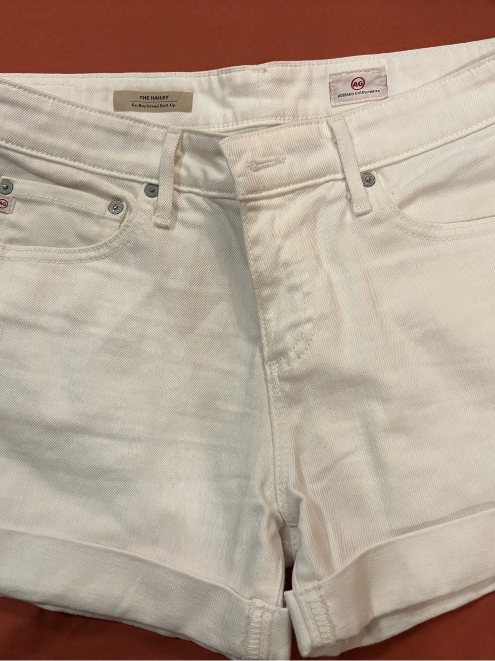 AG Adriano Goldschmied White Roll-Up Chino Shorts